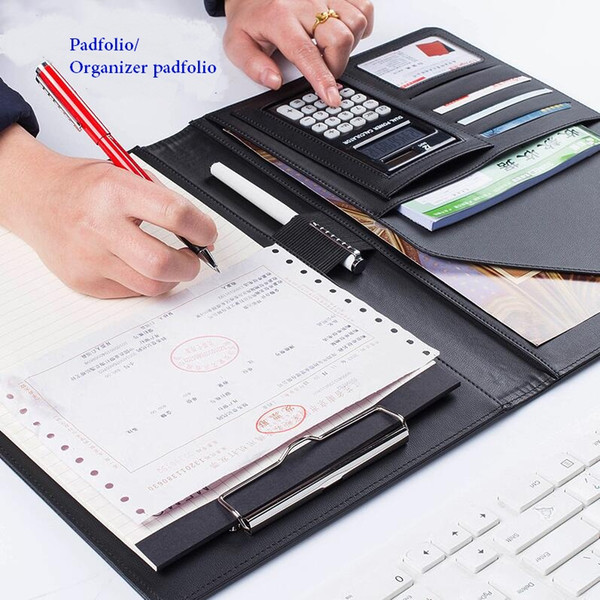 PU Leather Business Padfolio Multifunction with Money/Bill Cases Notebook with A4 Clipboard Memo Pad Office Organizer Folios