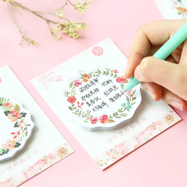 Wholesale- 8 pcs/Lot Floral sticky notes Romantic rose sticky notes Diary stickers Message note Stationery office School supplies F620