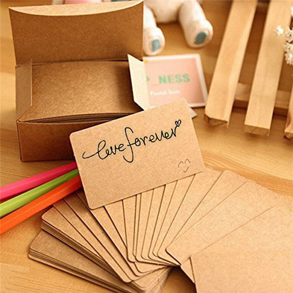 100 Pcs/lot business cards blank Kraft Paper Card Message Memo Party Gift Thank You Cards Label Bookmarks Learning Cards