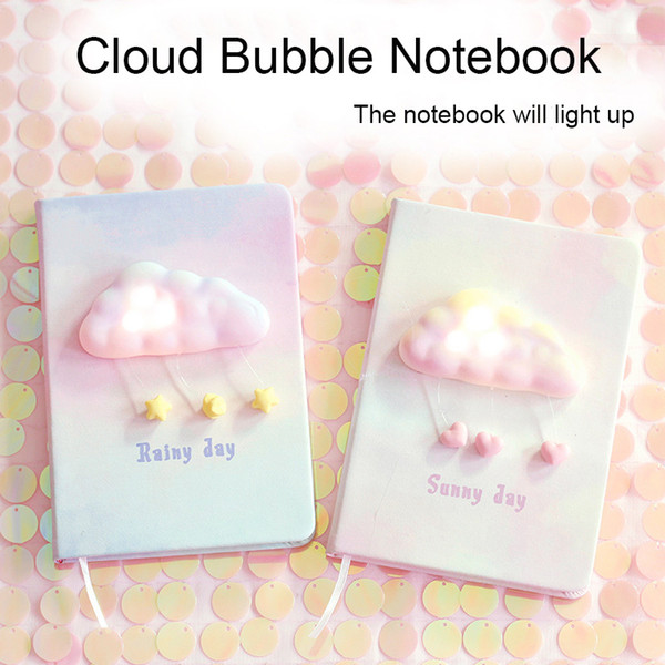 Cloud Bubble Lighting Notebook,Creative Color Notepad,Girl Heart Pink Handbook,Lovely Diary,Send Classmate,Children's Day Gifts,