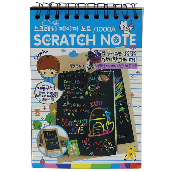 Wholesale- 1pcs Scratch Note Black Cardboard Creative DIY Draw Sketch Notes for Kids Toy Notebook School SuppliesBlue