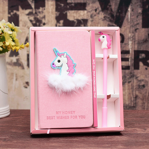 Pink Unicorn Flamingo Cactus Notebook Box Set Diary with Gel Pen Stationery School Supplies Gift for Girls Kids Students WJ016