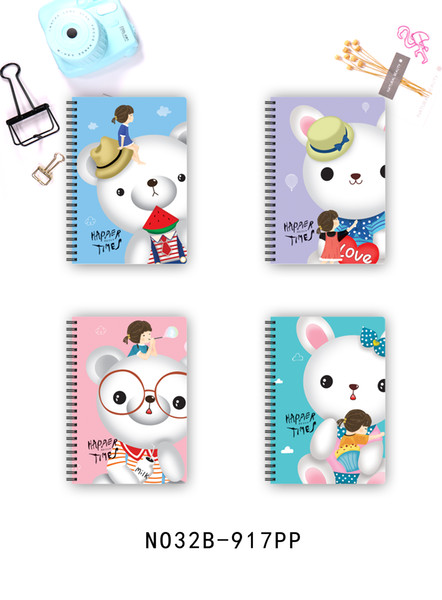 32KPP coil notebook notebook plastic cartoon student student beige paper 40 sheets and 68 sheets