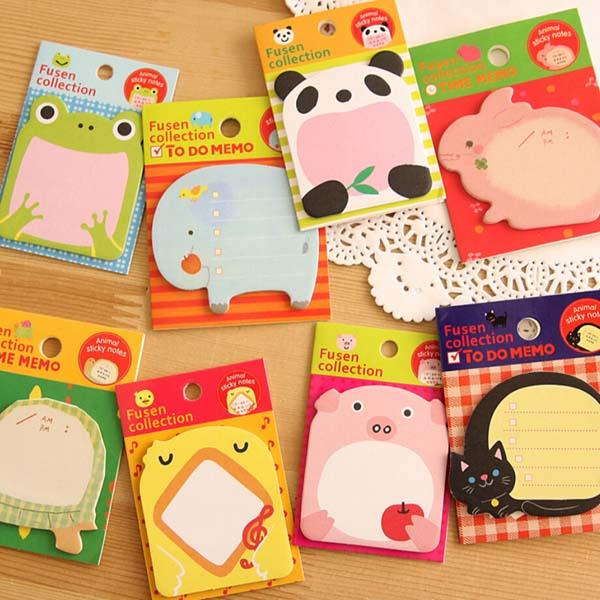 Cute 20 sets/lot Cartoon Animal Sticky Notes Creative Post Notepad Filofax Memo Pads Office Supplies School Stationery Prize