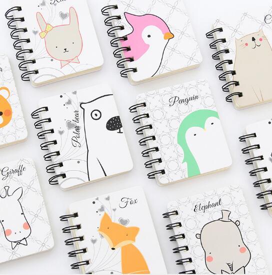 100pcs/Creative fashion home cute animal cartoon side turn coil portable creative mini portable notebook custom notebook