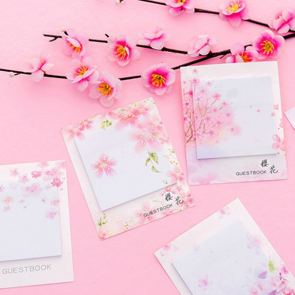 Pink Sakura Series Guestbook Colorful N Sticky Notes Students Stationery Office Paper Products Easy to Paste Instant Random Stickers