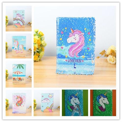 Mermaid Sequin Unicorn Notebook Fish Scale Notepads tickler Books Fashion Office School Supplies Stationery Gift Drop Shipping