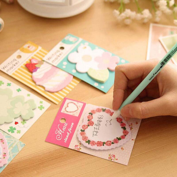 Sweet 20 Sets/lot Flower Cake Shape Writing Pads Memo Pad Gift School Office Supplies Book Marker Sticky Notes Home Decorations Papelaria