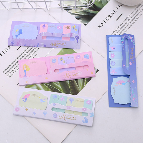 Mermaid memo pad N Times sticky notes Cute Pig Self-Adhesive Label Sticker escolar Kawaii Stationery school supplies Papelaria