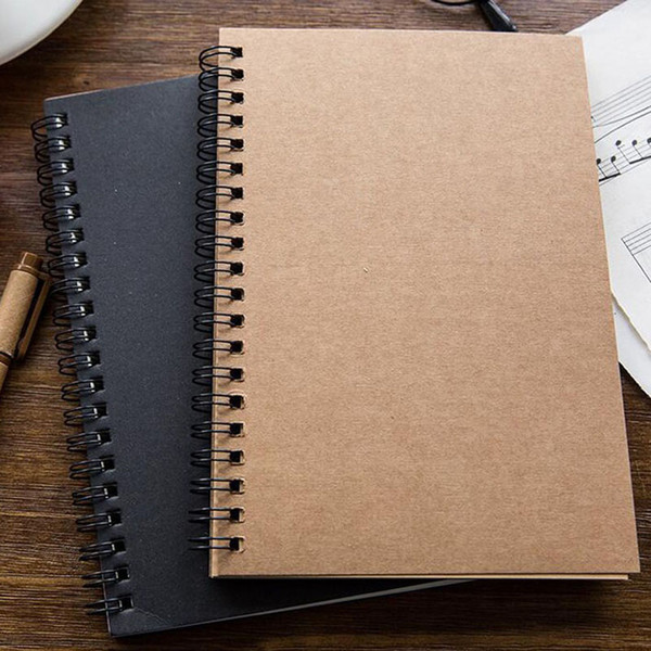 Portable Business Kraft Papers Notepads Black Drawing Sketch Notebook Spiral Journal Notebooks School Office Suppliers ZA5794