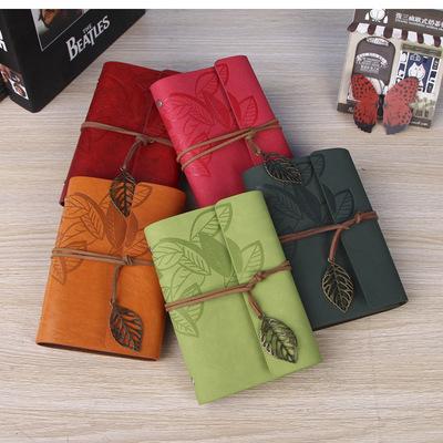 Hard Cover Creative Design Spiral Notebook Notepads Writing Notebook with PU leather leaf elastic closure banded Office School