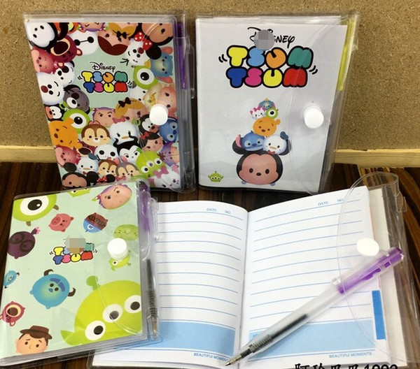 Hot Sale ! 12pcs Cartoon Tsum Notebook With Ballpoint pen 10.5CMx8.5CM Study Stationery Set Cartoon Toy Gifts Favors