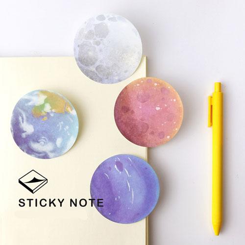 High quality sticky note note pad planet shape earth moon sedna neptune 4 options printing bright vivid color specialty paper office school