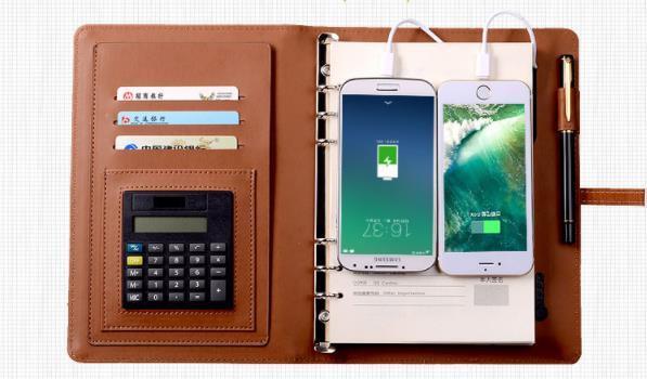 New High quailty Multi Functional Notebook with 6000 mAh Power and calculator Wireless Charging Note Book Binder Spiral Diary Book