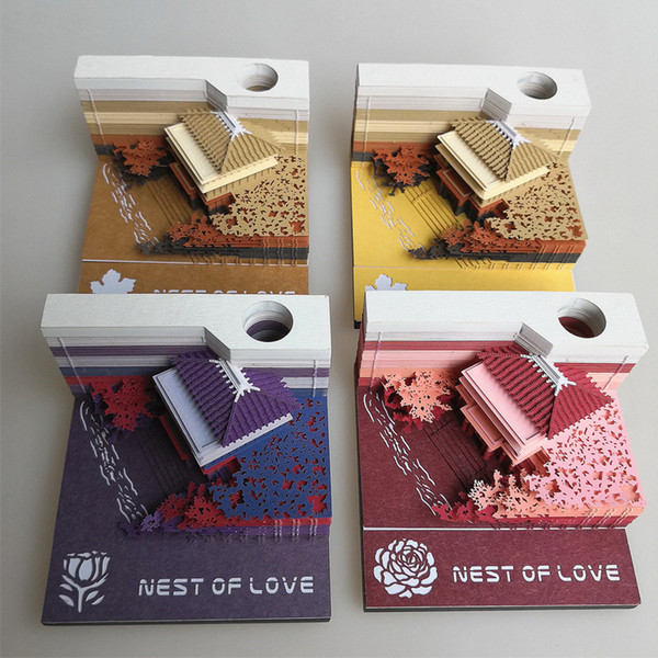 Hot-selling creative product omoshiroi block three-dimensional convenience sticker Qingshui Temple Note Paper 3D Love Nest Note