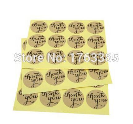 Wholesale-Hybsk Thank You Round Kraft Paper Sticker Labels Packaging Seals Crafts Wedding Favor Tag Toppers (set of 48)