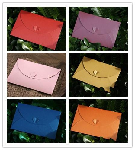 20 pcs Paper Gift Envelope Invitation Card Packaging Candy color Heart Closure Paper Envelopes