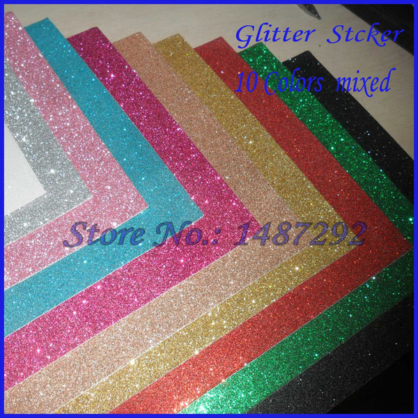 (New Arrival:10 pieces/Set)Free shipping,Glitter paper sticker,for Scrapbooking,Photo ablum,DIY Craft decoration,10 colors mixed