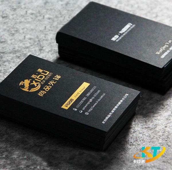 Solid Matt black business cards name card silver golden foil stamp print thick card