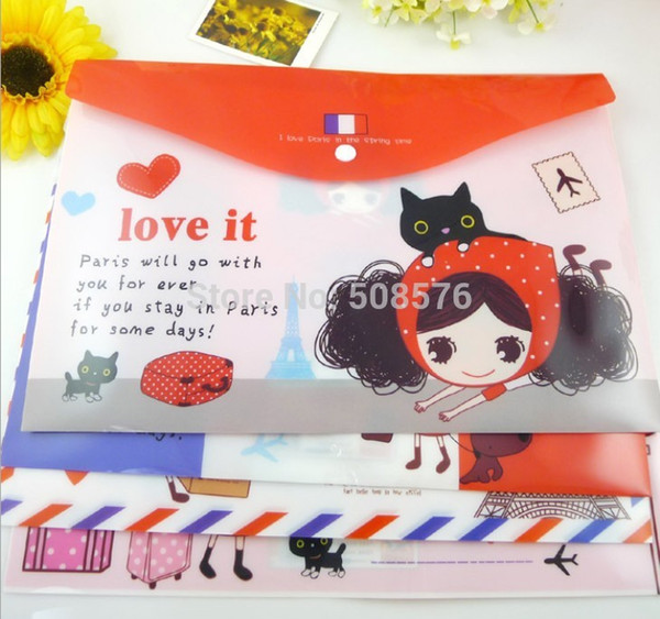 New lovely girl A4 documents file bag / cartoon File folder / stationery Filing Production/Wholesale