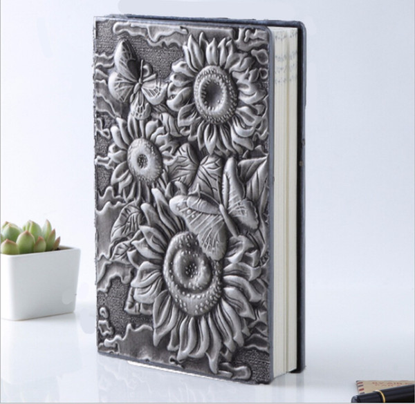 Embossed Sunflower Leather Notebook A5 Retro Travel Journal to Write in,Lined Beige Paper,100 Sheets,Personal Diary Journal