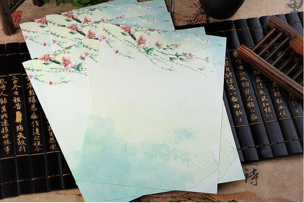 Stationery Chinese Traditional Style paper for printing and writing Peach Plum flow and Sakura 8pcs per set Orc