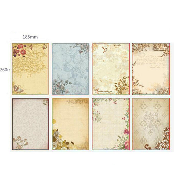 80pc Writing Paper Stationery Pattern Vintage Letterhead Letter Paper for lover 260*185mm