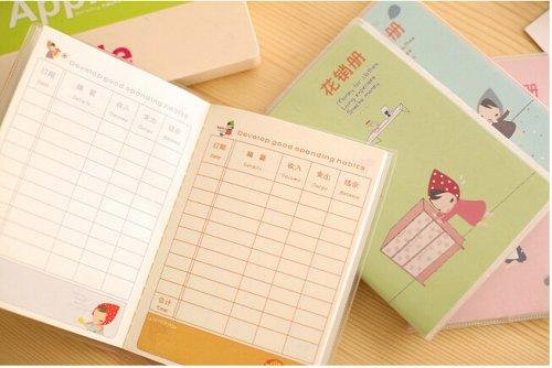 Expense Book Cute headpiece girl Plastic Cover Water Proof In Chinese and English Language 4colors