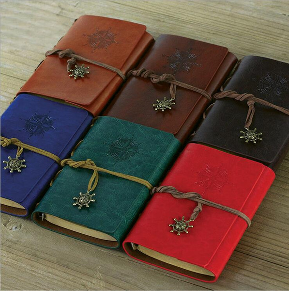 Hot Selling 5 inch Vintage Pirate Notebook With Many Colors Spiral Diary Book Leather Agenda Stationery Office& School Supplies TPN004