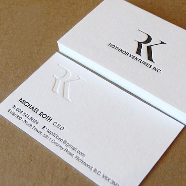 letterpress 600gsm business cards custom silver golden foil thick paper edge colour Free shipping