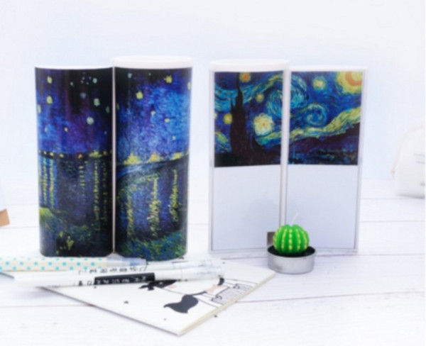 2018 Newmebox Simple Trend Creative Multifunction Cylindrical ipen &Pencil Box, Stationery Box, Pen &Pencil Holder(Van Gogh Art pattern)