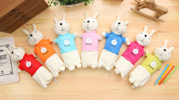 New Cute Plush Rabbit Pencil Case Pouch Creative Lovely Cartoon Pen Bag For Kids Gift Stationery Storage School Supplies