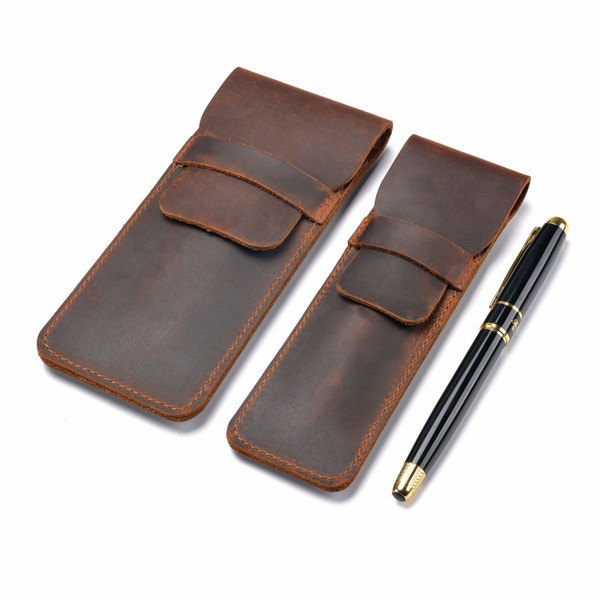 New- Handmade Genuine Leather Pen Bag Cowhide Pencil Bag Vintage Retro Style Accessories For Traveler's Notebook Free shipping