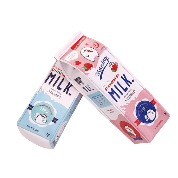 Cute Korea Kawaii Pencil Case School Pencil Case for Girls Boys Leather Milk Pen Box Pencilcase Stationery Bag School Supplies