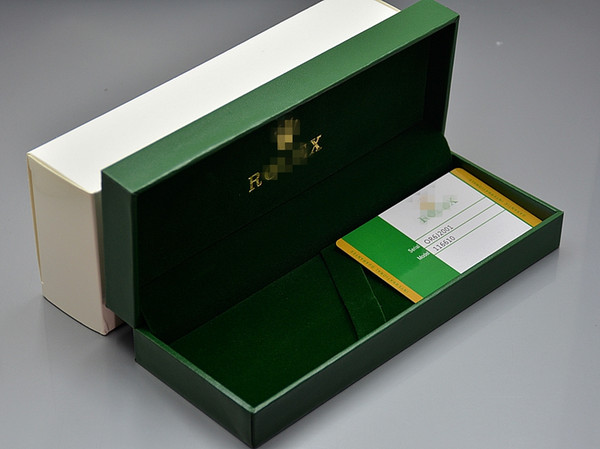 Luxury Rlx Brand Pencil Box Top grade Green Leather Box with Warranty Card For Christmas Birthday Valentine Gift packaging Boxs High quality