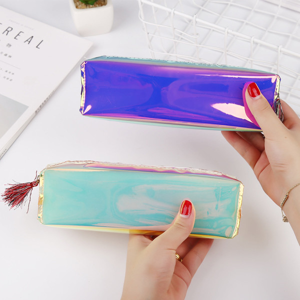 Korean New Style Creative Large Volume Cool cil Bag Transparent Color Pencil Bag Student Stationery Box