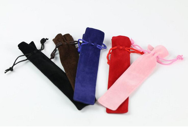 Velvet Pen Pouch Holder Single Pencil Bag Pen Case Rope Locking Gift Bag