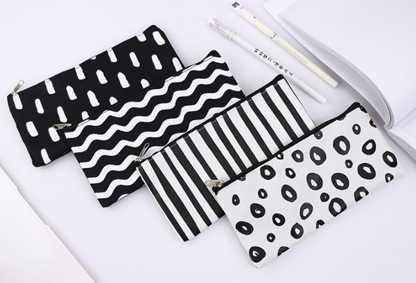 Stripe Pencil Bag Pocket School Cosmetic Make Up Pencil Pen Organizer Bag Case Pouch Office School Supplies