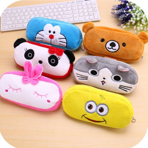 Kawaii Cute Animal Soft Plush Pen Case Coin Purse Cosmetic Makeup Pouch Storage Kids Birthday Gift