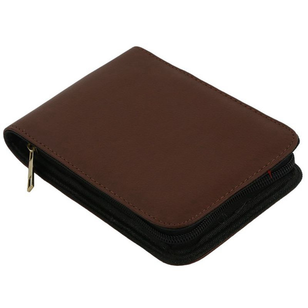 Fountain Pen Roller Brown Leather Binder Case Holder Stationery for 12 Pens