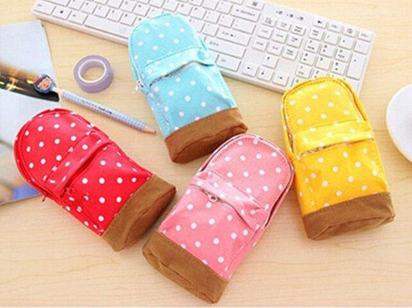 Multifunctional big capacity pencil case Dot school bag pattern Cute storage box Pencil Bag Pen Holder