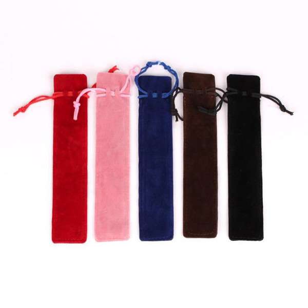 Velvet Pen Pouch Holder Single Pencil Bag Pen Case With Rope For Rollerball /Fountain/Ballpoint Pen fast shipping F20173062