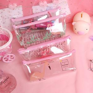 unicorn Flamingo clear pencil bag transparent cartoon printed pen bag Stationery pouch gift student school supplies pencil case FFA1613