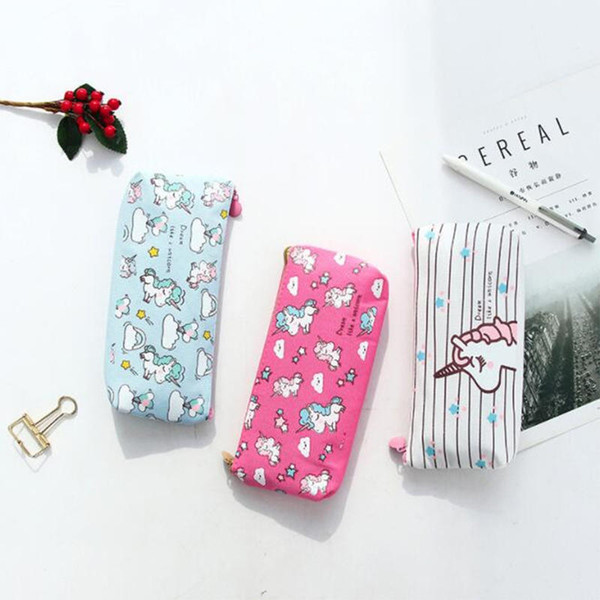 Pencil Case Unicorn Canvas Gift School Pencil Box Pencil Bag Case School Supplies Stationery Home Office Storage school supplies