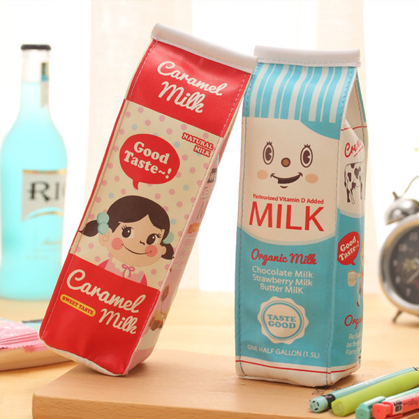 Cute Kawaii Creative Milk Cartoon School Pencil Case Pen Bag Stationery Student Coin Purse School Supplies Kids Children Birthday Gift 531