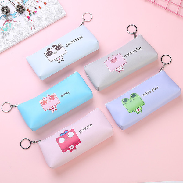 Cartoon Animal Pencil Case for girls Cute PU Leather pencil box Stationery Pouch Storage pen bag School Supplies