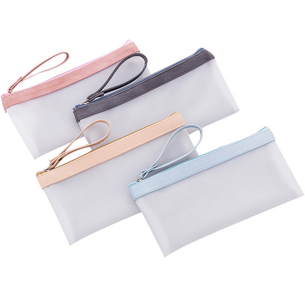 Korean Stationery Small Fresh And Transparent Frosted Pencil Bag Simple Jelly Gel Spell Color Student Pencil Box