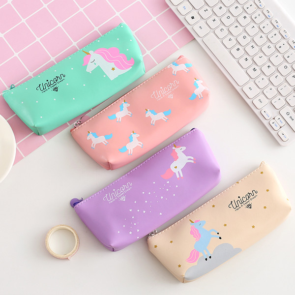 Unicorn Canvas Pencil bags Creative unicorn pencil case Large capacity Cartoon Student pencil bag Kids Gift