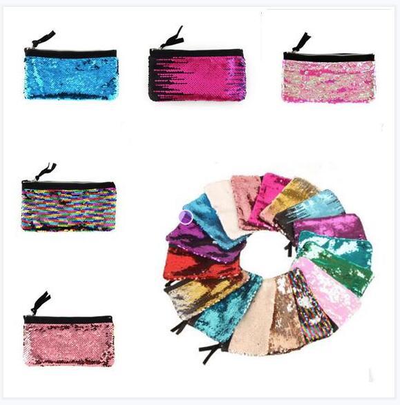 Mermaid Pencil Bag School Sequin Boys Girls Pencil Supplies Stationery Office Supplies Bags Women Girls Make Up Bags 20*10cm Free Shipping