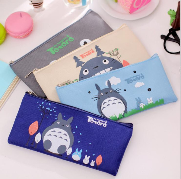 Cute Kawaii Fabric Pencil Case Lovely Cartoon Totoro Pen Bags For Kids Gift Zakka kawaii stationery estuches school supplies c677